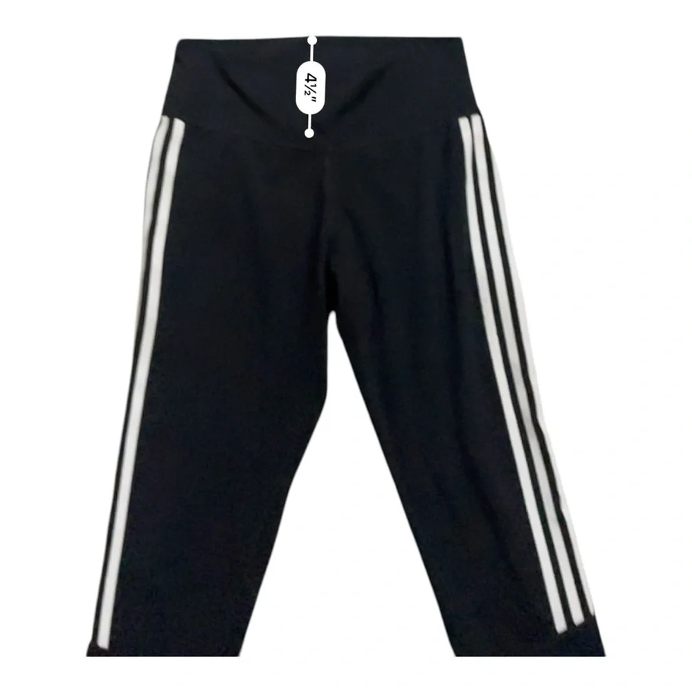 Adidas activewear yoga sports leggings black striped pocket wide waist Women M